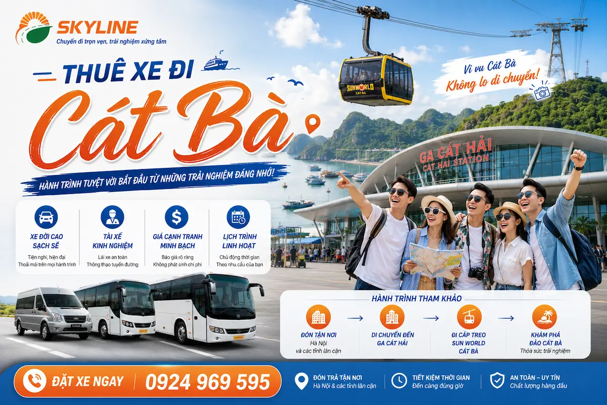 Bảng giá thuê xe đi Cát Bà từ Hà Nội 2026 | Thuê Xe Skyline