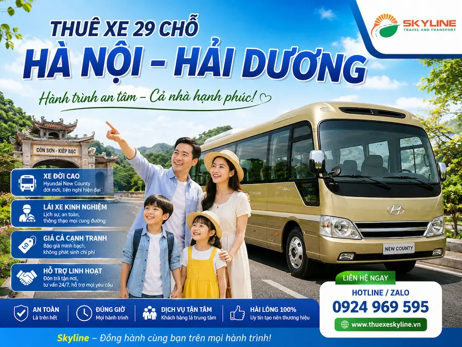 Thuê xe 29 chỗ Hà Nội đi Hải Dương | Thumnail bài viết