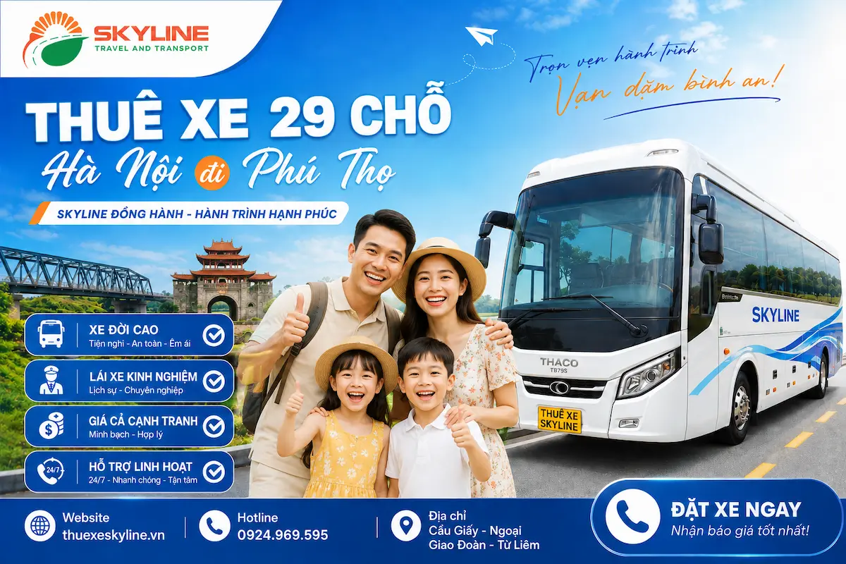 Thuê xe 29 chỗ Hà Nội đi Phú Thọ giá tốt